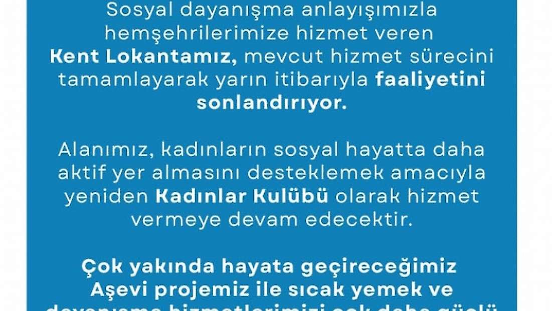 Menderes Belediyesi Kent Lokantası’nı kapatıyor