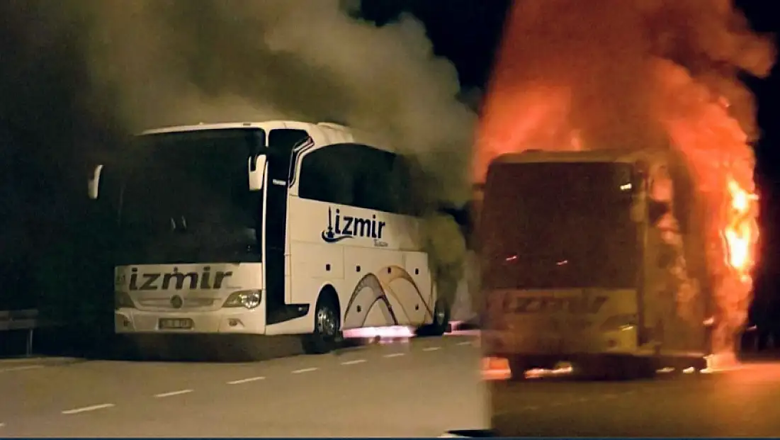 Tire–Ödemiş yolcu otobüsü Denizli yakınlarında küle döndü