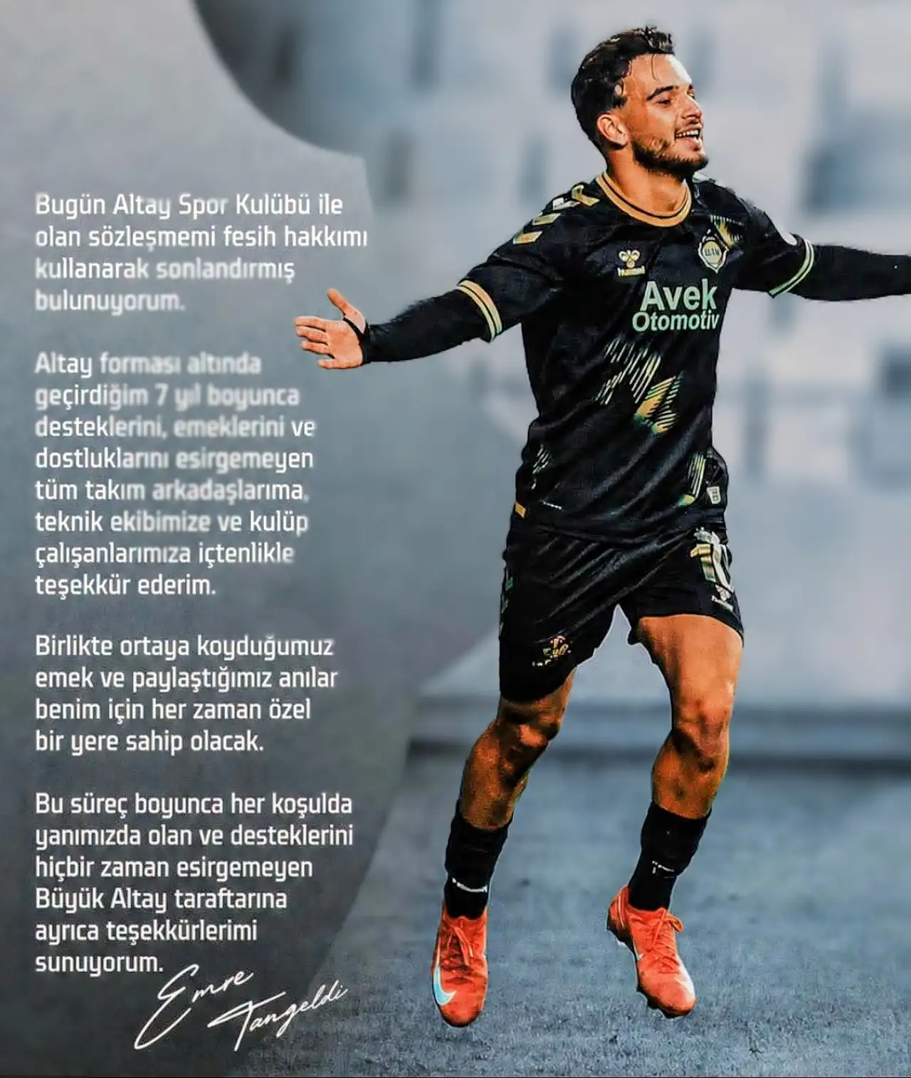 Emre Tangeldi, Altay'a ihtarname gönderdi sözleşmesini sonlandırdı