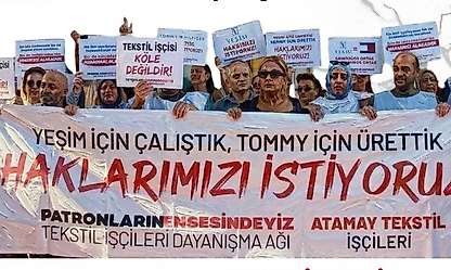 Atamay Tekstil işçilerinden Tommy Hilfiger mağazaları önünde eylem