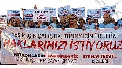 Atamay Tekstil işçilerinden Tommy Hilfiger mağazaları önünde eylem
