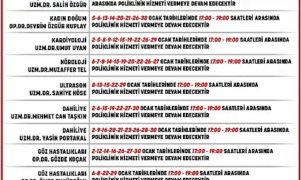 ÖDEMİŞ DEVLET HASTANESİ'NDE MESAİ DIŞI POLİKLİNİK HİZMETLERİ OCAK AYINDA DEVAM EDİYOR