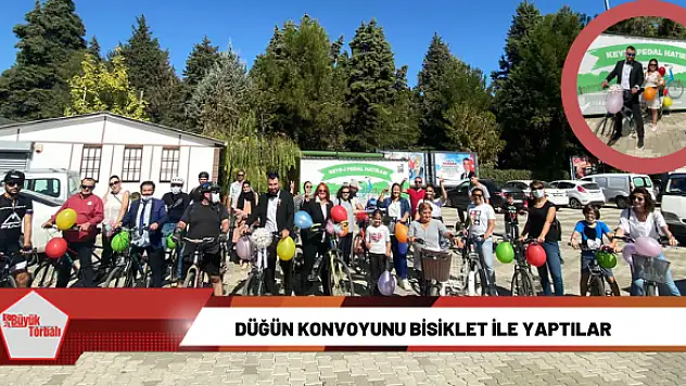 Gelin arabası değil gelin bisikleti süslediler