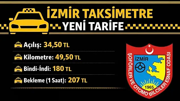 İzmir'de taksimetre tarifesi değişti: Açılış 34,5 lira, bindi-indi 180 lira