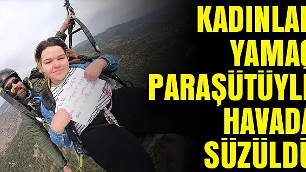 Kadınlar, yamaç paraşütüyle havada süzüldüler