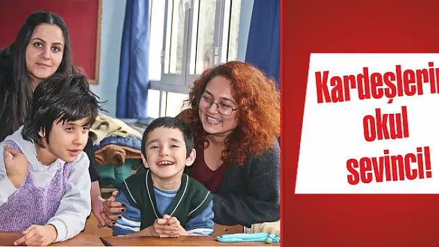 Kardeşlerin okul sevinci!