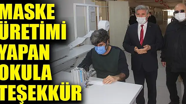 Maske üretimi yapan okula teşekkür belgesi