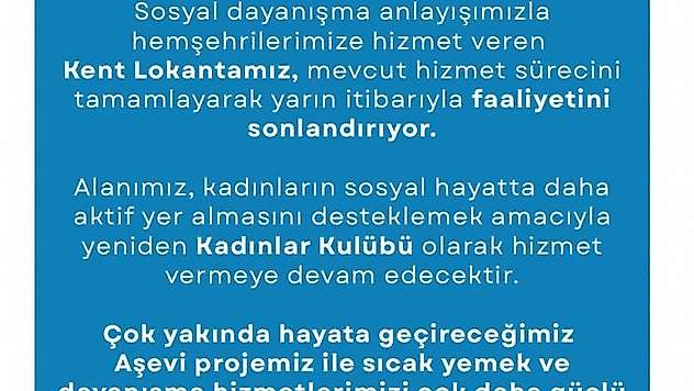 Menderes Belediyesi Kent Lokantası'nı kapatıyor
