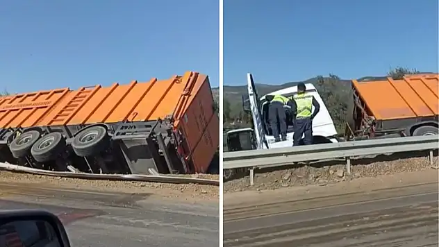 Tır şarampole yuvarlandı