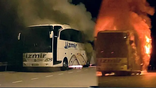 Tire–Ödemiş yolcu otobüsü Denizli yakınlarında küle döndü