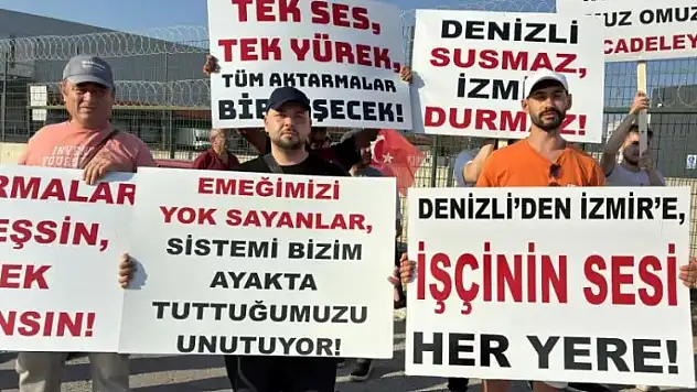 Torbalı'da GHZ Lojistik önünde işten çıkarılan işçiler için basın açıklaması