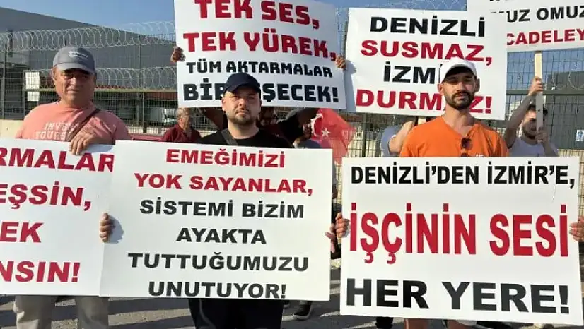 Torbalı'da GHZ Lojistik önünde işten çıkarılan işçiler için basın açıklaması