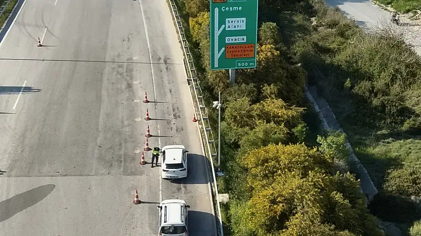 Çeşme gişelerinde dron destekli trafik denetimi